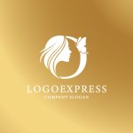 画像4: Oと女性の横顔、蝶の優雅なロゴ (4)