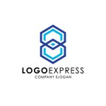 画像1: 六角形が連結する8のテクノロジーロゴ (1)