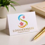 画像16: S字と桜の花の優美なロゴ (16)