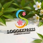 画像12: S字と桜の花の優美なロゴ (12)