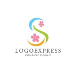 画像1: S字と桜の花の優美なロゴ (1)