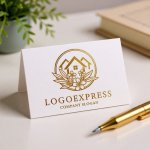 画像16: 花と葉が彩る円形ハウスロゴ (16)