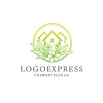 画像3: 花と葉が彩る円形ハウスロゴ (3)