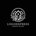 画像4: 花と葉が彩る円形ハウスロゴ (4)