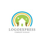 画像1: 虹と家、自然の温かいロゴ (1)