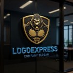 画像15: 雄々しいゴリラとシールドの力強いロゴ (15)