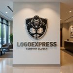 画像10: 雄々しいゴリラとシールドの力強いロゴ (10)