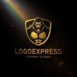 画像12: 雄々しいゴリラとシールドの力強いロゴ (12)