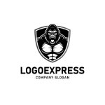画像1: 雄々しいゴリラとシールドの力強いロゴ (1)