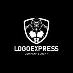 画像4: 雄々しいゴリラとシールドの力強いロゴ (4)