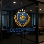 画像15: 帆船と月桂樹の航海エンブレムロゴ (15)