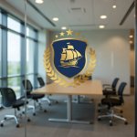 画像9: 帆船と月桂樹の航海エンブレムロゴ (9)