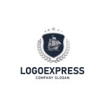 画像3: 帆船と月桂樹の航海エンブレムロゴ (3)