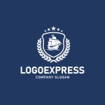 画像4: 帆船と月桂樹の航海エンブレムロゴ (4)