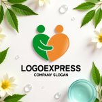 画像9: 抱き合う人型ハートの温かいロゴ (9)