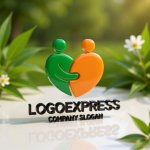 画像12: 抱き合う人型ハートの温かいロゴ (12)