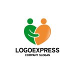 画像1: 抱き合う人型ハートの温かいロゴ (1)