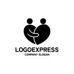 画像3: 抱き合う人型ハートの温かいロゴ (3)