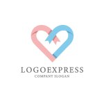 画像1: リボンが重なり合うハートの繋がりロゴ (1)