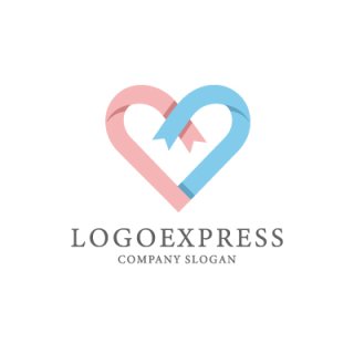 ハートのリボンロゴ - logo-express