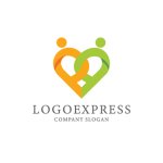 画像1: 連結する人型ハートの温かいロゴ (1)