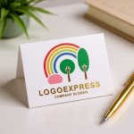 画像16: 虹と木々の優しい風景ロゴ (16)