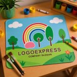 画像8: 虹と木々の優しい風景ロゴ (8)