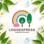画像9: 虹と木々の優しい風景ロゴ (9)