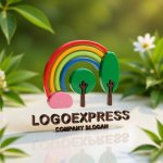 画像12: 虹と木々の優しい風景ロゴ (12)