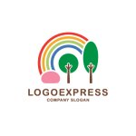 画像1: 虹と木々の優しい風景ロゴ (1)