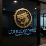 画像15: 力強く咆哮する龍の円形ロゴ (15)