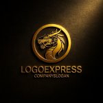 画像12: 力強く咆哮する龍の円形ロゴ (12)