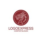 画像1: 力強く咆哮する龍の円形ロゴ (1)