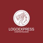 画像4: 力強く咆哮する龍の円形ロゴ (4)