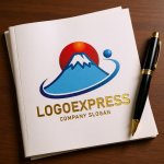 画像7: 富士山と日の出のグローバル成長ロゴ (7)