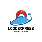 画像1: 富士山と日の出のグローバル成長ロゴ (1)