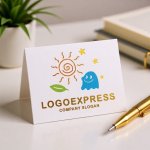 画像16: 太陽とおばけ、星と葉っぱの楽しいロゴ (16)