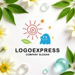 画像9: 太陽とおばけ、星と葉っぱの楽しいロゴ (9)