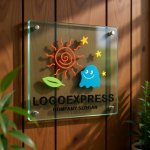 画像11: 太陽とおばけ、星と葉っぱの楽しいロゴ (11)