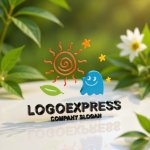 画像12: 太陽とおばけ、星と葉っぱの楽しいロゴ (12)