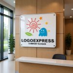 画像13: 太陽とおばけ、星と葉っぱの楽しいロゴ (13)