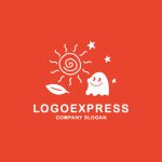 画像4: 太陽とおばけ、星と葉っぱの楽しいロゴ (4)