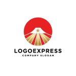 画像1: 富士山と星が輝く日の出ロゴ (1)