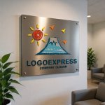 画像15: 手描き風の富士山、太陽と鳥の風景ロゴ (15)