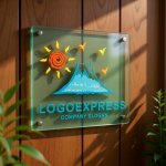 画像12: 手描き風の富士山、太陽と鳥の風景ロゴ (12)