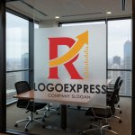 画像12: Rと上昇矢印、目盛りの成長ロゴ (12)