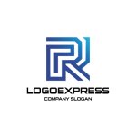 画像1: R字のシャープなテクノロジーラインロゴ (1)
