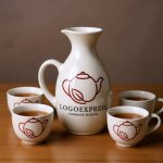画像5: お茶の葉が添えられたティーポットロゴ (5)