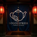画像15: お茶の葉が添えられたティーポットロゴ (15)
