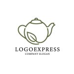 画像3: お茶の葉が添えられたティーポットロゴ (3)